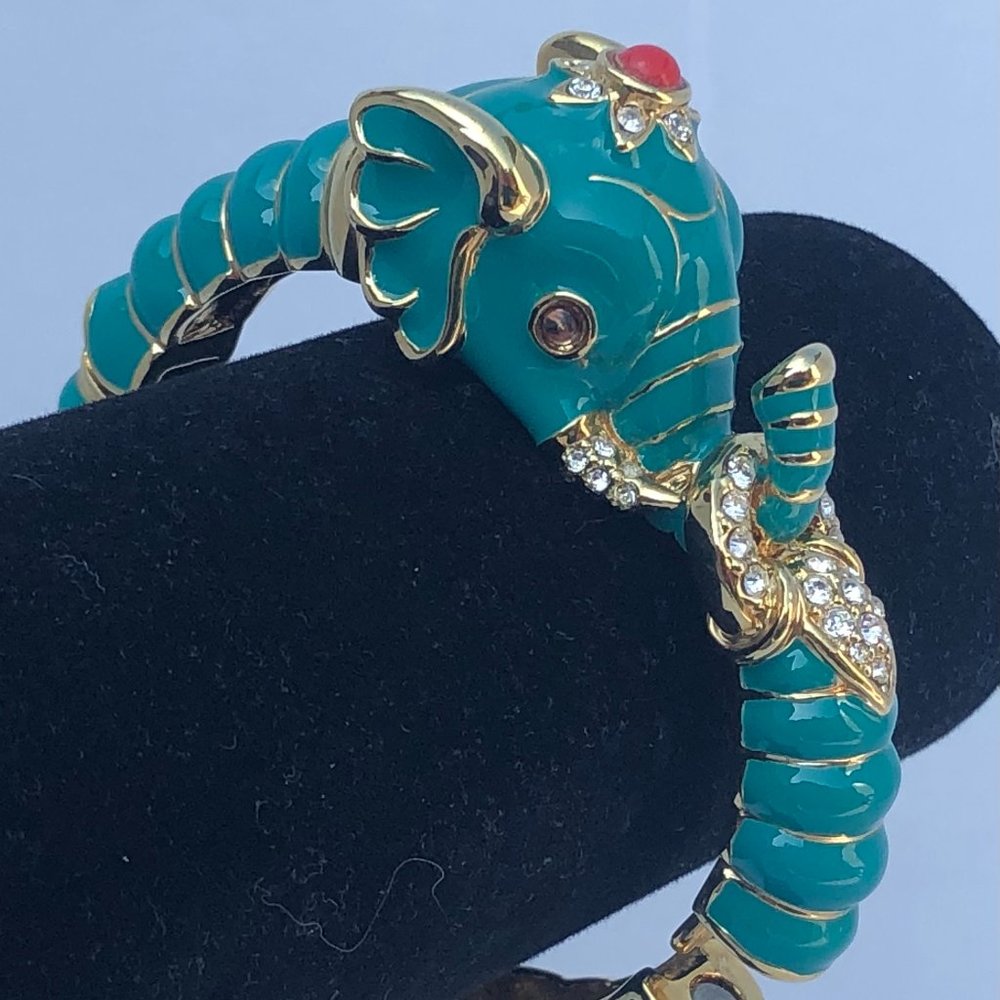 Kenneth Jay Lane KJL Raj Elephant bracelet signed